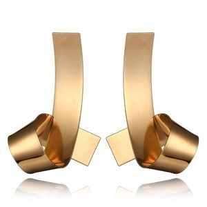 Golden Folded Strip Earrings